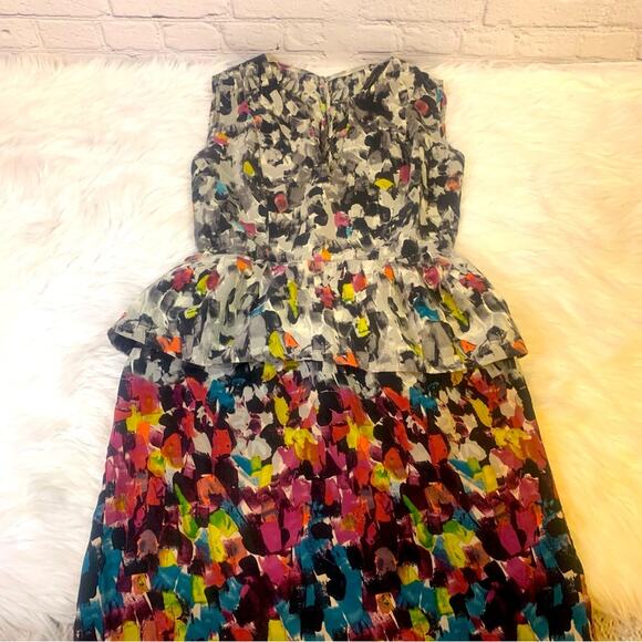 BCBGMaxAzria Colorful Peplum Sleeveless Dress Size 4 CC0550 - Picture 3 of 8